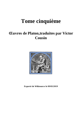 Couverture de Platon - Second Alcibiade (trad. V. Cousin) wikisource